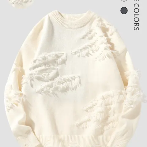 Men's Ripped Drop Shoulder Sweater, Men's and Women's Lazy and Versatile Ins Style Casual Fashion Knitted Pullover for Fall & Winter, Fashion Men's Knitwear for Daily Wear
