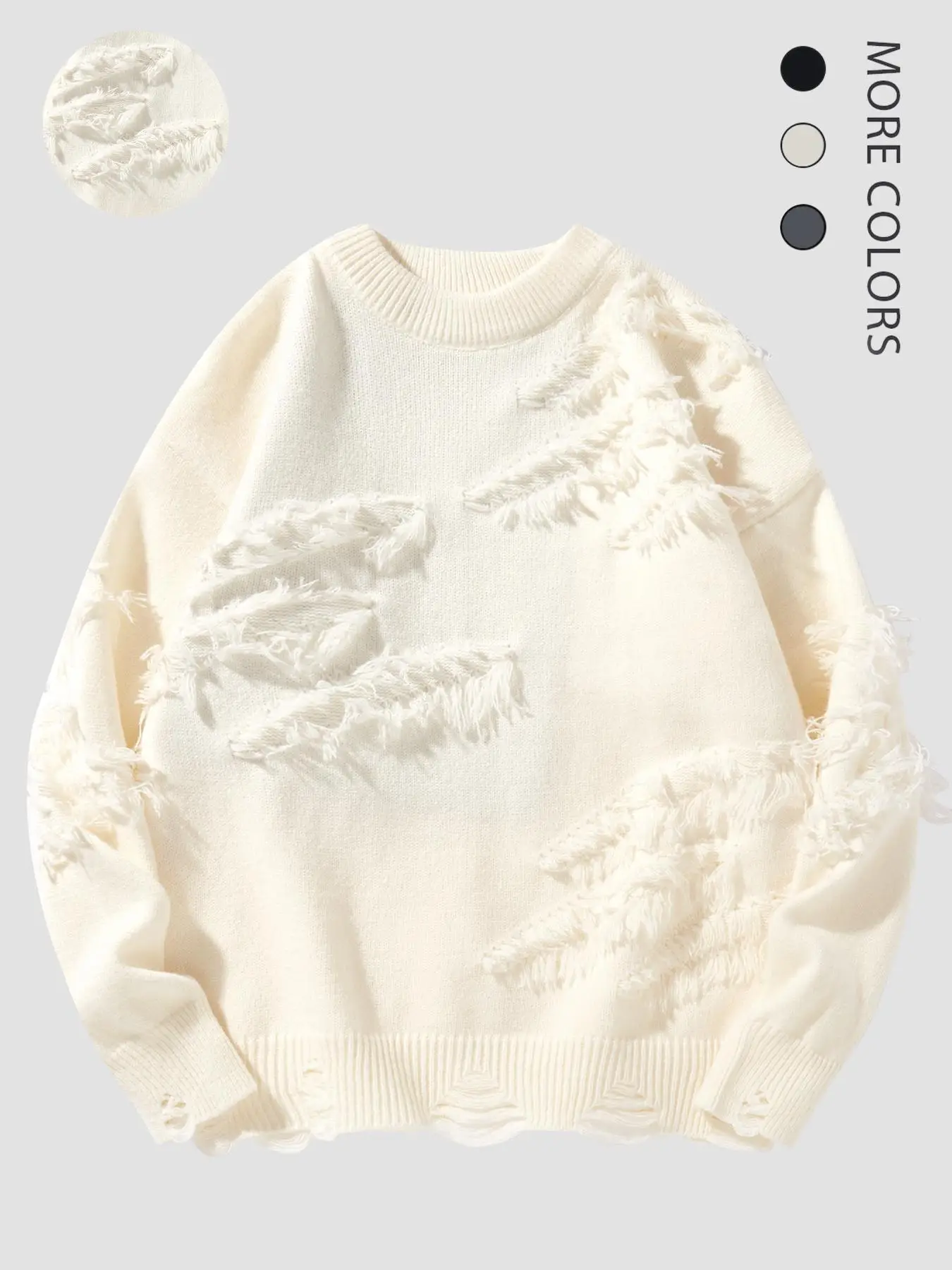 Men's Ripped Drop Shoulder Sweater, Men's and Women's Lazy and Versatile Ins Style Casual Fashion Knitted Pullover for Fall & Winter, Fashion Men's Kn