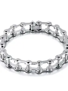 Vintage Punk Style Bicycle Chain Bracelet for Men, Street Fashion Stainless Steel Jewelry, High-Quality Unisex Accessory