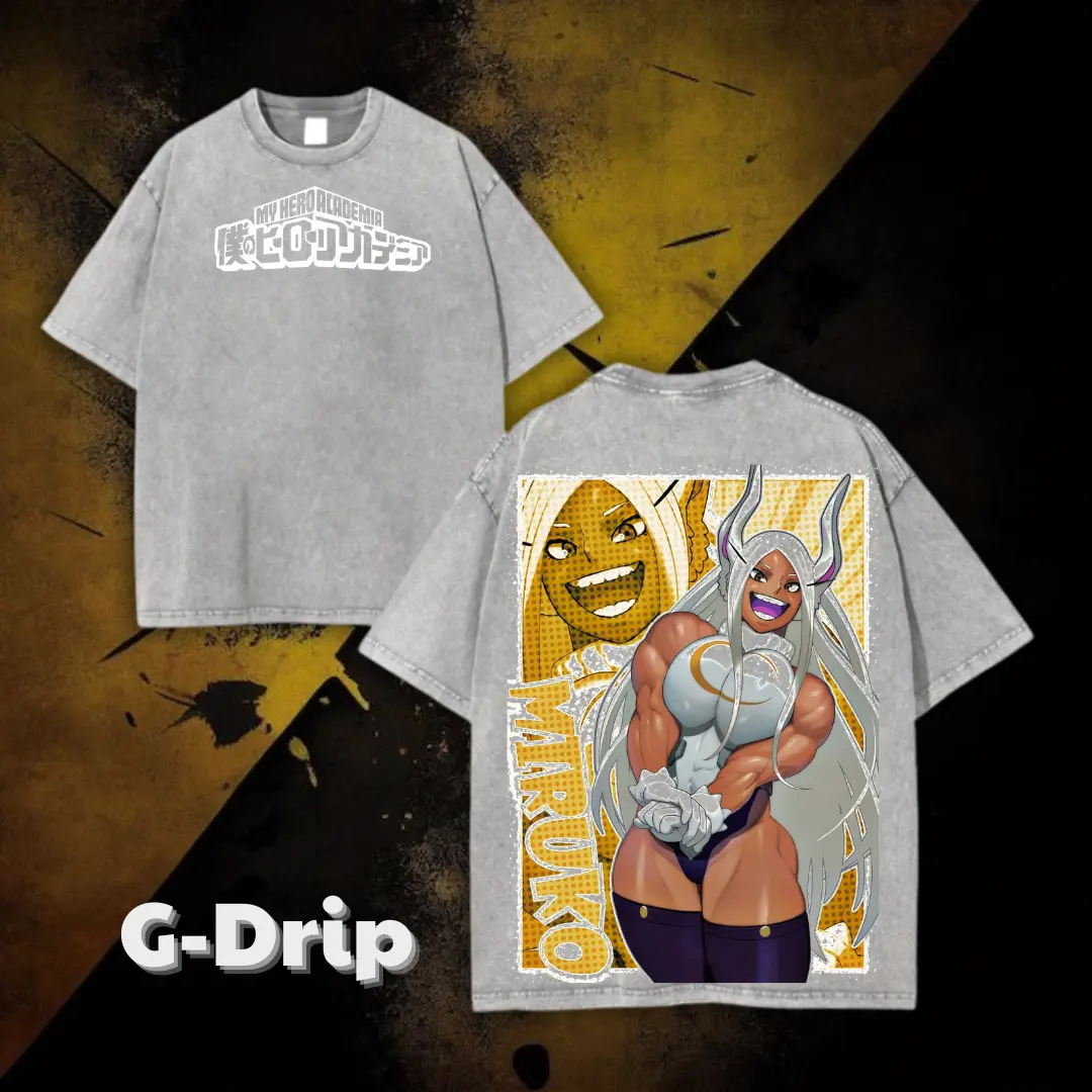 Mirko My Hero Academia Washed Tee – Oversized Heavyweight Cotton Streetwear for Anime Fans & Rabbit-Core Collectors