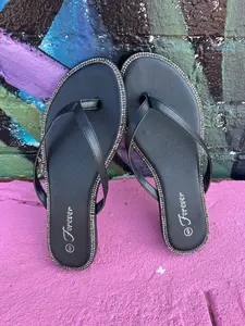 Fannie Black Rhinestone Flip Flop