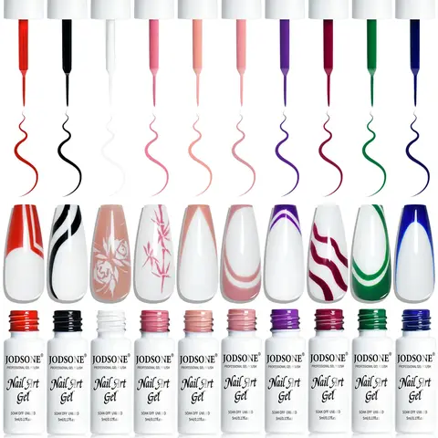 JODSONE 10pcs High-Quality Luminous Gel Nail Polish Set Bottles - Scented UV Liner with Thin Brush, Radiance Boost, for Nail Care, UV Gel Manicure, Home Salon, Teen Girls Gifts