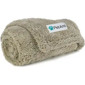 Professional Title: ```Waterproof Pet Blanket for Small to Medium Dogs and Cats - Soft Sherpa Throw with Pee-Proof Layer, Reversible Sofa Protector, Washable Pad - Taupe Camel, 24X32```