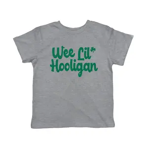 Toddler Wee Lil Hooligan T Shirt Funny Saint Patricks Day Baby Gift St Patty Tee Funny Toddler Shirts Saint Patrick's Day Apparel for Toddler Childrens Graphic Tees Light Grey