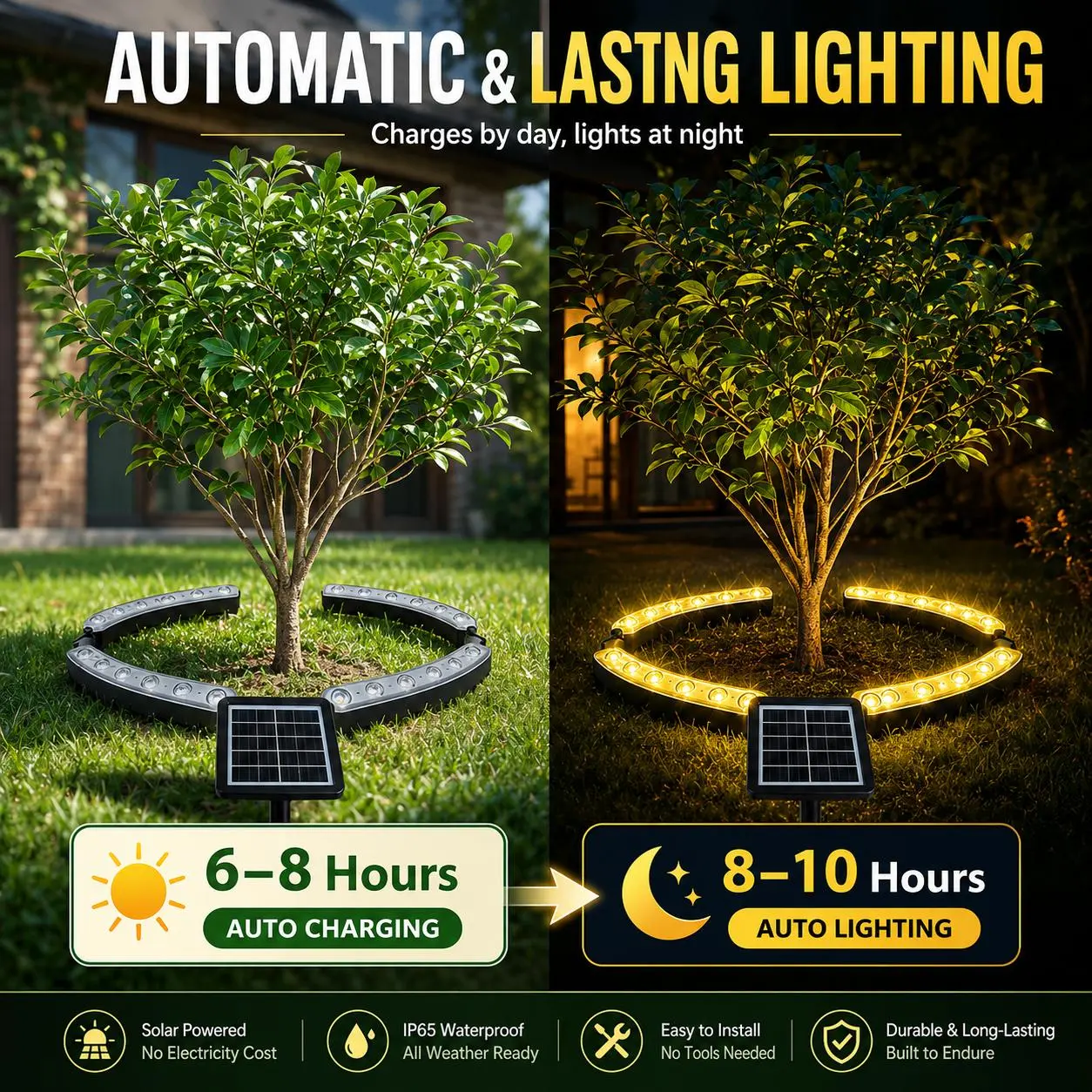 Solar landscape light charging time and nighttime illumination duration