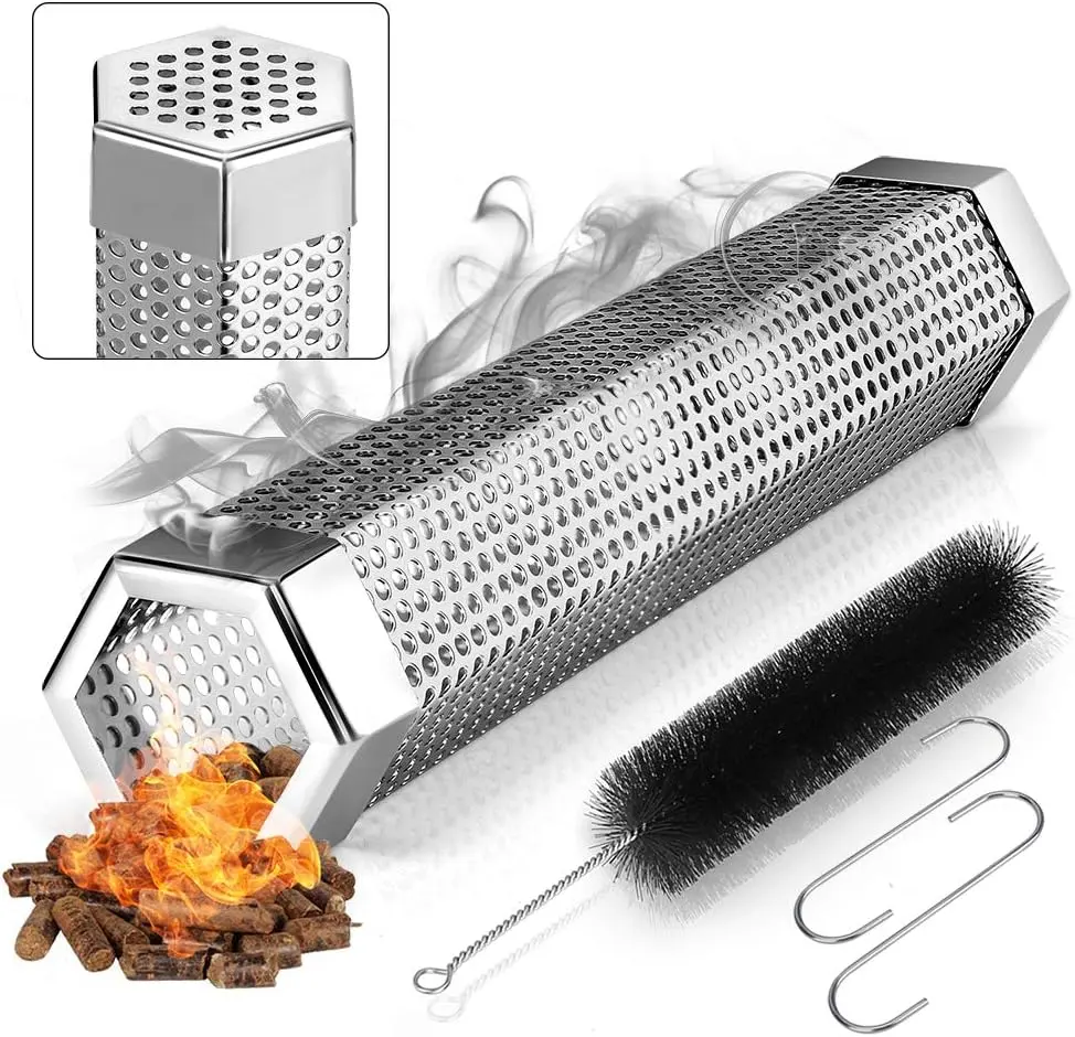 Pellet Smoker Tube 12-inch: Stainless Steel Wood Pellets Smoke Tube for Hot