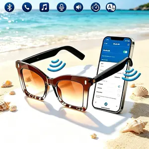 AI Bluetooth smart glasses, supporting 137 language APP translation, music glasses, in ear automatic detection switch, leopard print sunglasses, sweat proof, sun protection, sunglasses, suitable for travel, navigation, meetings, business and other scenari