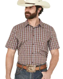 Gibson Trading Co Men's Mud Hole Plaid Print Short Sleeve Button-Down Western - Gmsu25w11-Bn