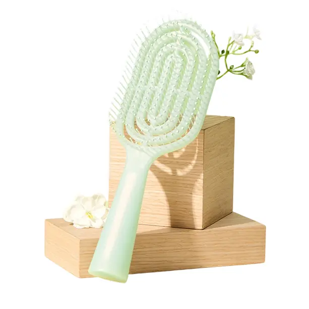 Miniso Air Cushion Detangler Hair Brush - Soft Bristle Scalp Massager, Built-in Cleaner, Detangles Easily for All Hair Types, Ideal Gift for Women (Back to School Haircare Accessory)
