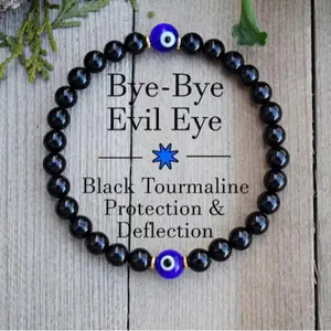 Natural Empath Protection Black Tourmaline Evil Eye Healing Bracelet 6mm Beads Stretch Men Women Bracelet Healing Chakra Gemstone Beaded