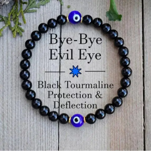 Natural Empath Protection Black Tourmaline Evil Eye Healing Bracelet 6mm Beads Stretch Men Women Bracelet Healing Chakra Gemstone Beaded