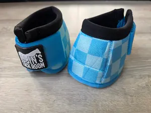 Blue checkered bell boots