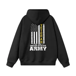Men's US Army Veteran USA Flag Hoodie Patriotic Military Pullover Designed for Army Veterans with Distressed Flag Print Casual Sweatshirt