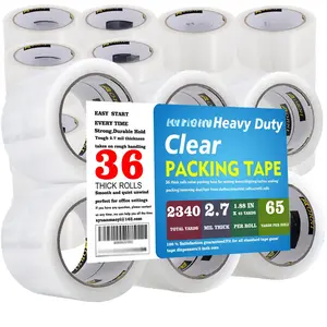 Clear Packing Tape Heavy Duty Refill Rolls Sealing  for Packing Box Shipping and Moving Supplies Packaging 36 Rolls 1.88" x 65 Yards 3" Core 2.7 Mil Thick Adhesive