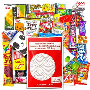 TOKYO Original Japanese Snacks Giftee Bag 30 Pcs Dagashi Treats Assorted Candy & Snack Variety Pack for Gifting Sweet Traditional