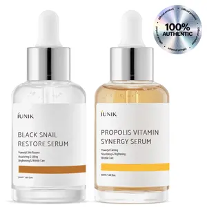 IUNIK Ultimate Restoring Skincare Set - Official Product Serum for Face (Black Snail Restore Serum + Propolis Vitamin Synergy Serum) (1.69 fl oz EA)
