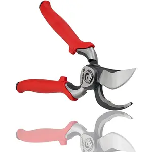 Forged Steel DualCUT Bypass Hand Pruner - 1 inch Cut Capacity Stem and Branch Garden Shears, Red
