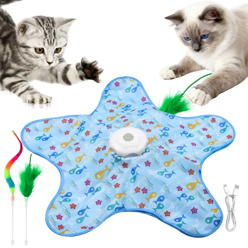 Interactive Unpredicatable Moving Feather Hunting Cat Toy , Hide and Seek Rechargeable Cat toy for bored cat,Automatic Chargeable，Indoor Exercise & Boredom Relief for All Breeds cats,familyfun