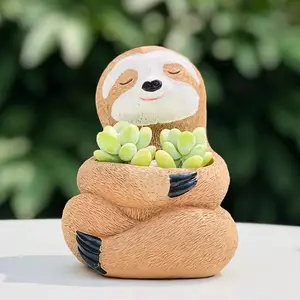 Sloth Planter Pots Smiley Face Planter Hanging Resin Flower Head Planters for Indoor and Outdoor Plants,Succulent Pots for String of Pearls Plant -Gift IdeaI for Mother and Christmas