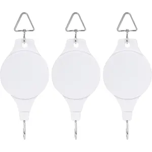 Hardware tools 3Pcs Plant Hook Pulleys, Retractable Plant Hangers, Adjustable Height Wheel for Hanging Plants Heavy Duty, Indoor Outdoor Plant Hanger for Garden Baskets Pots (White)