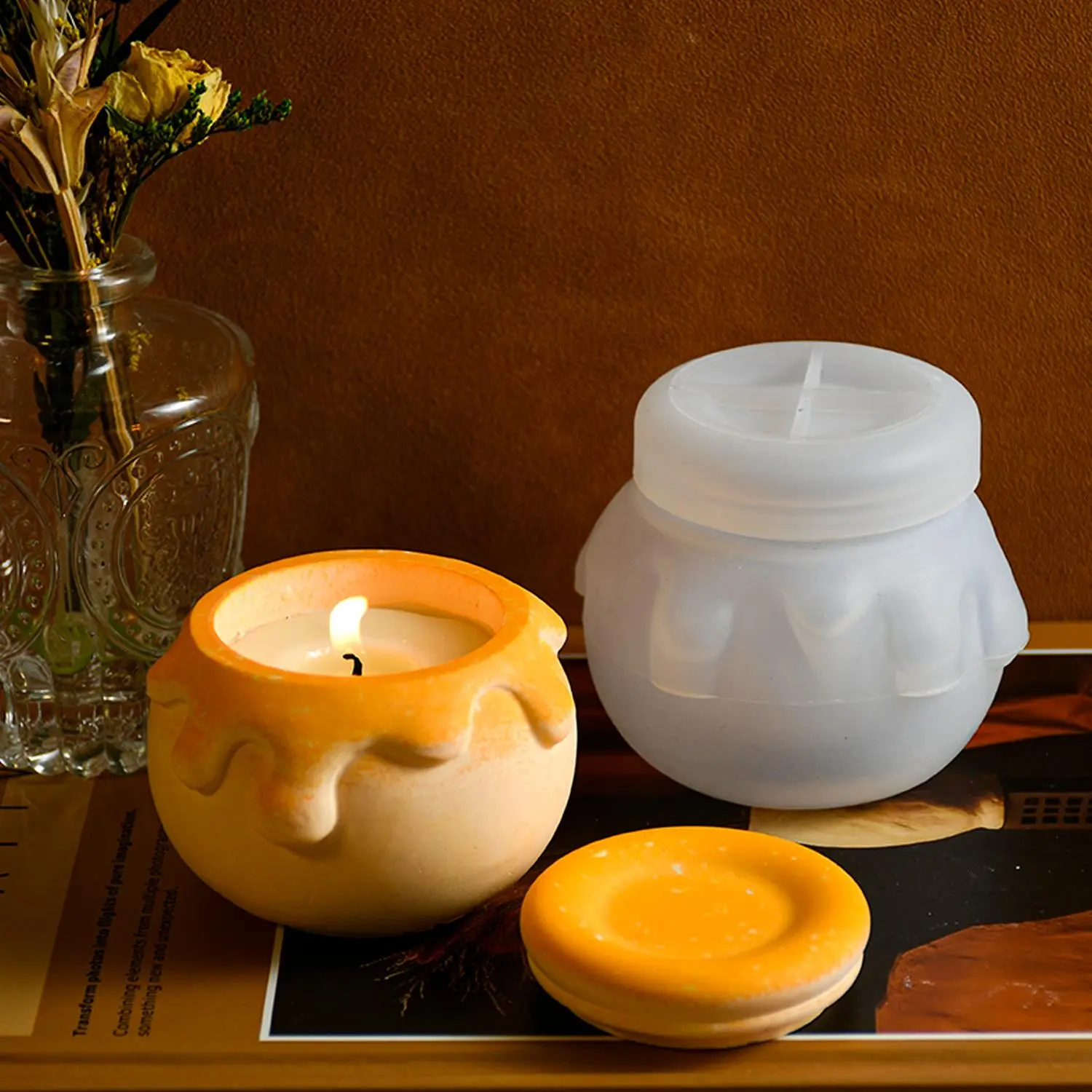 Honey Storage Tank Silicone Mold, 1 Count DIY Handmade Candle Cup, Gypsum Aromatherapy Crafts Mold, DIY Candle & Soap Making Supplies, Candle Molds For Candle Making, Candlewax, Candle Molds
