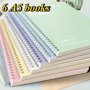 6 Piece Spiral Notebook Set, Simple A5 Hard Cover Notebooks, Tear-Resistant Pages, Lined & Unlined, Durable Office School Supplies, Hardcover Spiral Notebook, Stationery Supplies