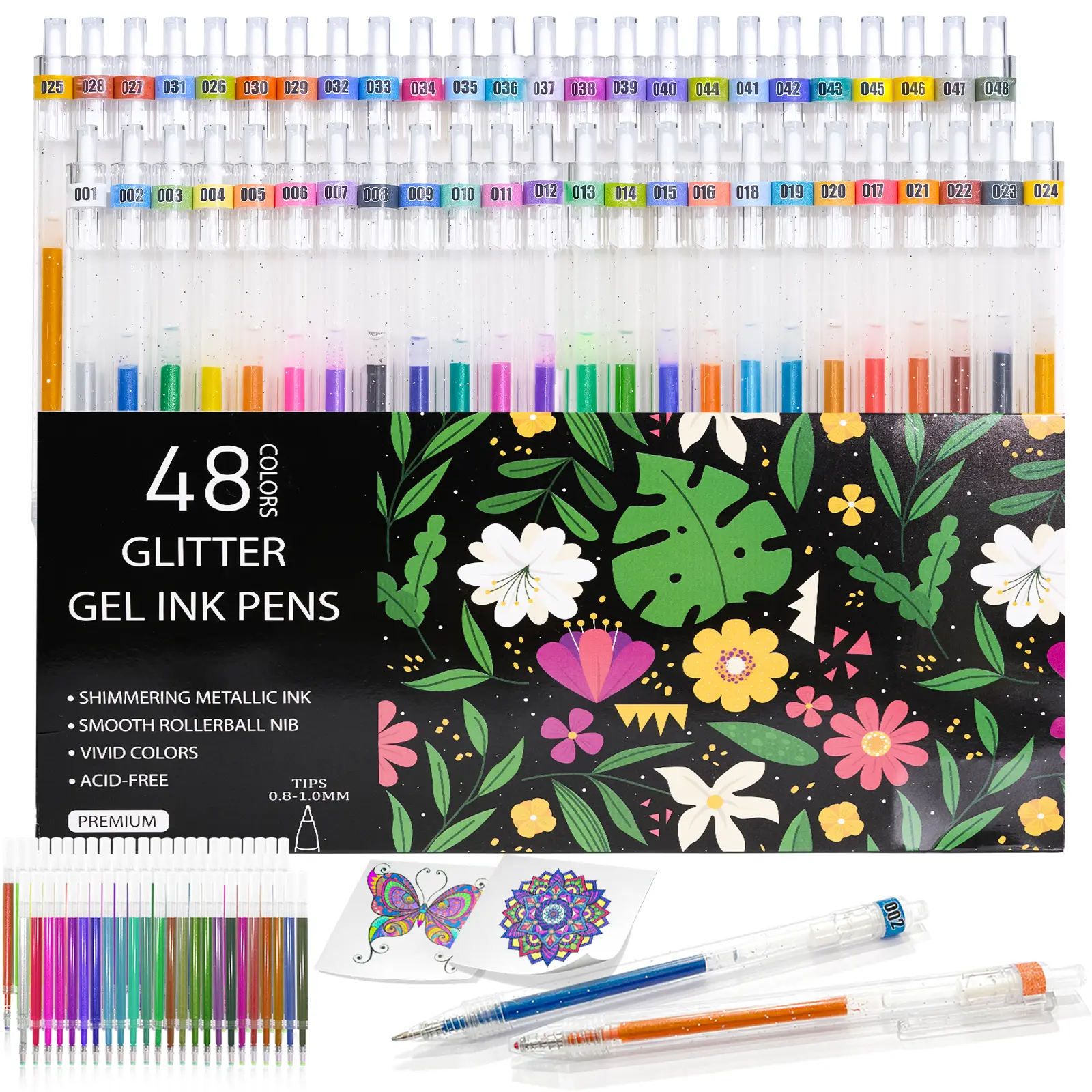 glitter metallic gel pen Retractable Glitter Gel Pens, 48 Colors Sparkle Pens with Refills | Colored Glitter Pens Retractable Metallic Shimmer Pens for Adult Drawing Coloring Doodling Note Taking Journaling and Writing tiktokshopbacktoschool