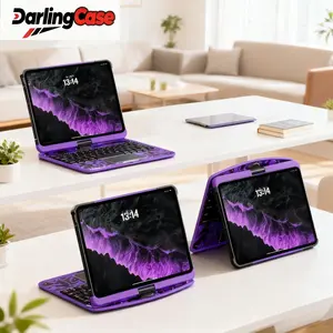 DarlingCase Y2K Pink iPad Keyboard Case – 360° Rotating Multi-Touch Trackpad, RGB Backlit Keyboard, Transparent Back, Pencil Holder, Type-C Charging | Compatible with iPad 10th Gen & iPad A16 Tablet – Cyberpunk Wireless Design