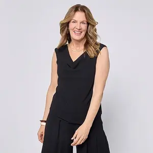 MarlaWynne WynneCollection Chiffon Cowl Neck Sleeveless Top