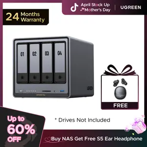 UGREEN NASync DXP4800 Plus 4-Bay Desktop NAS, Intel Pentium Gold 8505 5-Core CPU, 8GB DDR5 RAM, 128G SSD, 1*10GbE, 1*2.5GbE, 2*M.2 NVMe Slots Diskless,tiktokshopstockup,mothersdaygift