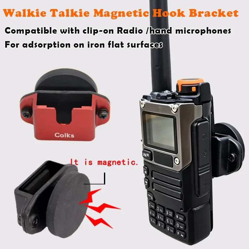 Handheld Radio Magnet Stand, Handheld Microphone Bracket,Universal Hook Mount for Radios, Iron Cabinet Forklift Magnet Holder, Walkie Talkie Accessories
