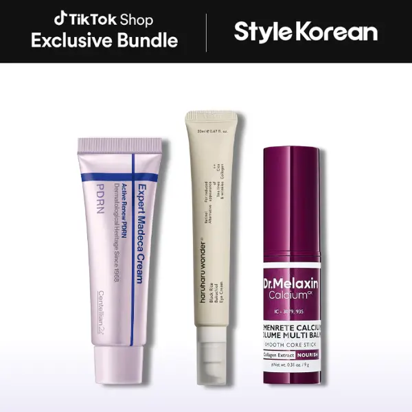 [StyleKorean] Wrinkle Reset Trio Set - Mother's Day Gift for mom, Dr.Melaxin Cemenrete Calcium Volume Multi Balm, Centellian24 Expert Madeca Cream PDRN, HaruHaru Wonder Black Rice Bakuchiol Eye Cream