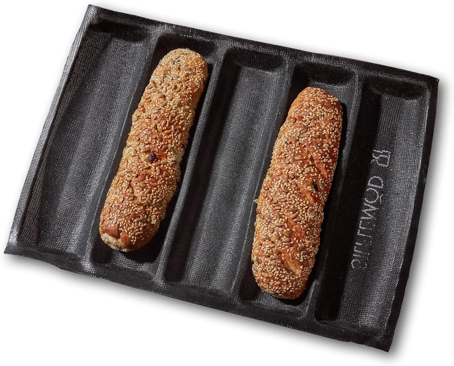 SIFLEMOD  Baguette Mold - Non-stick Fench Bread Flexi Mesh Pan, Perforated Sandwich Baking Liners,  Bread Baking Forms (5 Loaf, Black)