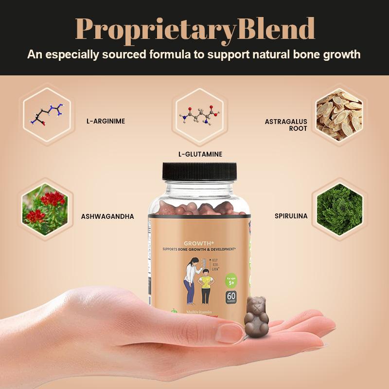 3 PCS Growth Gummies (Watermelon) Natural Growth & Development Supplement for Kids & Teens - Vitamin D, K, Calcium & Ashwaganda, Bone Strength - Kids Vitamins, Ages 5+ --