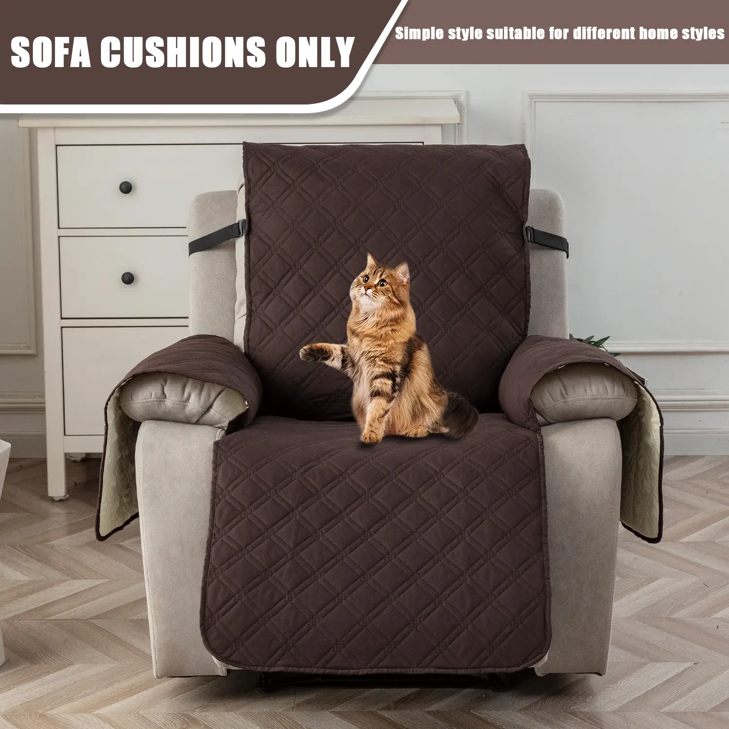 Waterproof Recliner Chair Cover, 1 Seater Reclining Couch Covers for Pets, Recliner Couch Slipcover Furniture Protector with Elastic Straps #TikTokShopBlackFriday