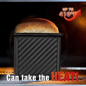 1LB Nonstick Loaf Pan with Lid | Carbon Steel Bread Mold with Wave Texture, Even Heating & Easy Release, Perfect for Homemade Baking Baking Supplies