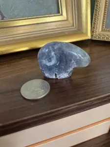 Natural Crystal Fluorite Bear - Mexican Purple Mineral Carving - Display Only