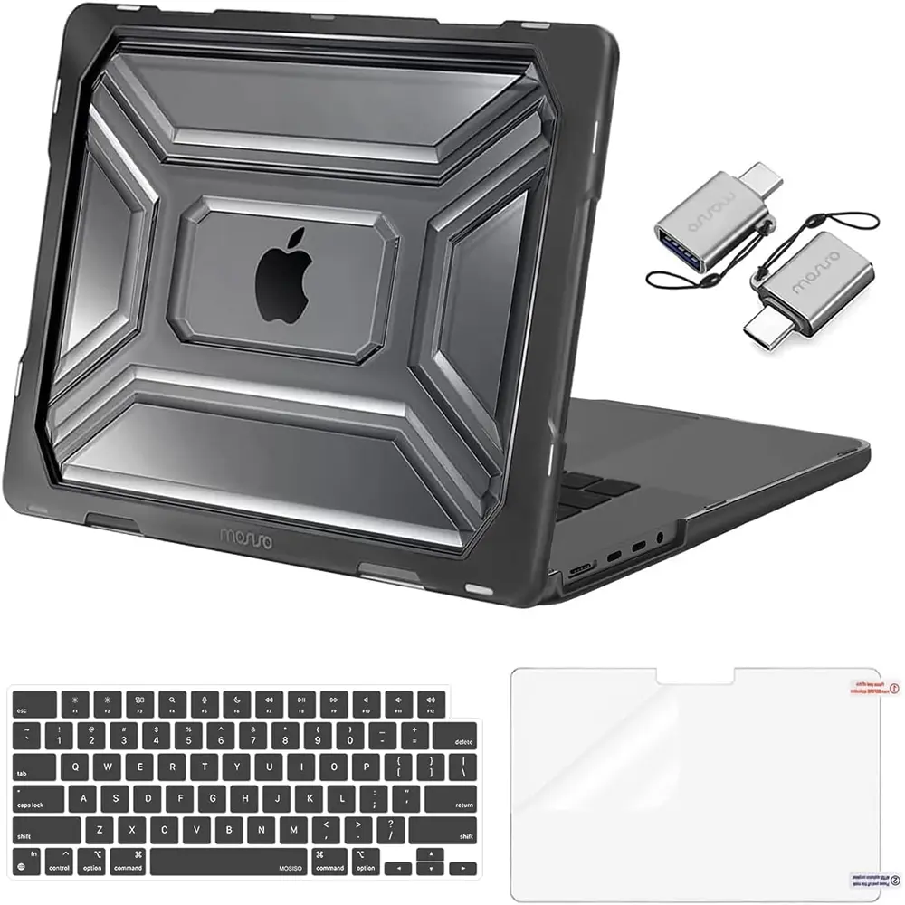 MOSISO Compatible with MacBook Pro 16 inch Case 2025 2024 2023 2022 2021 M4 M3 M2 M1 A3403 A3186 A2991 A2780 A2485, Heavy Duty Hard Case with TPU Bumper&Keyboard Cover&Screen Film&Type C, Type-C Port, School, Screen Protector, Office