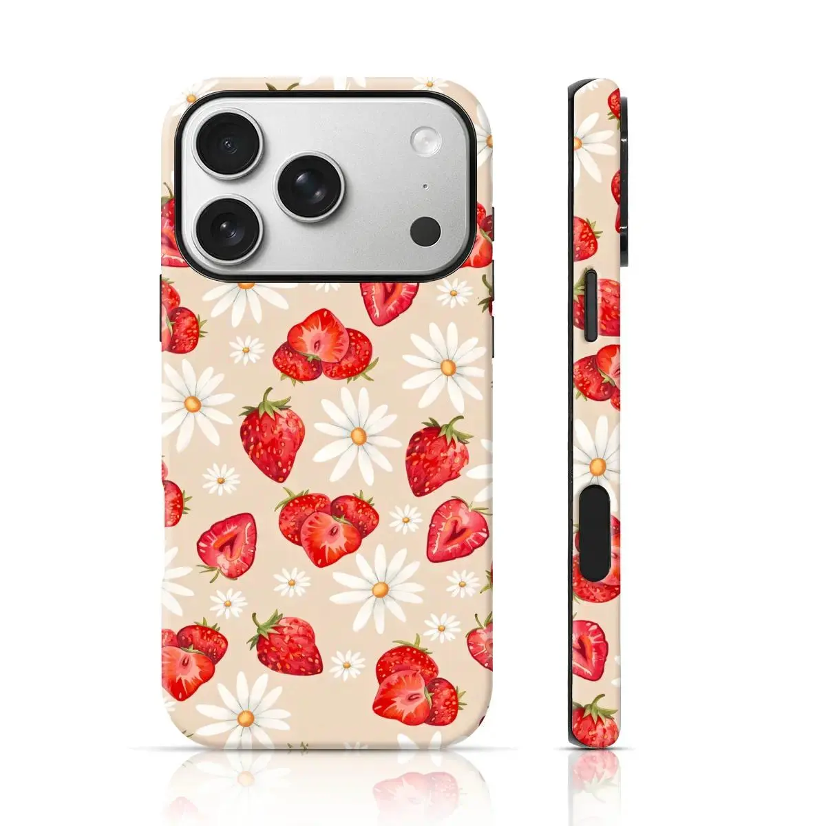 Strawberry Daisy Design Aesthetic Phone Case,phone Case Suitable for Iphone 11/12/13/14/15/16/17 Pro Promax Plus Air,Drop Proof Trendy Phone Case