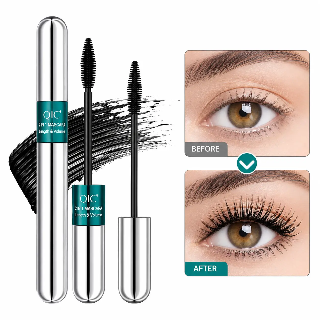 2-in-1 Waterproof No-Clump All-Day Wear Lash Mascara - Festive & Party Gift for Home & Party Supplies