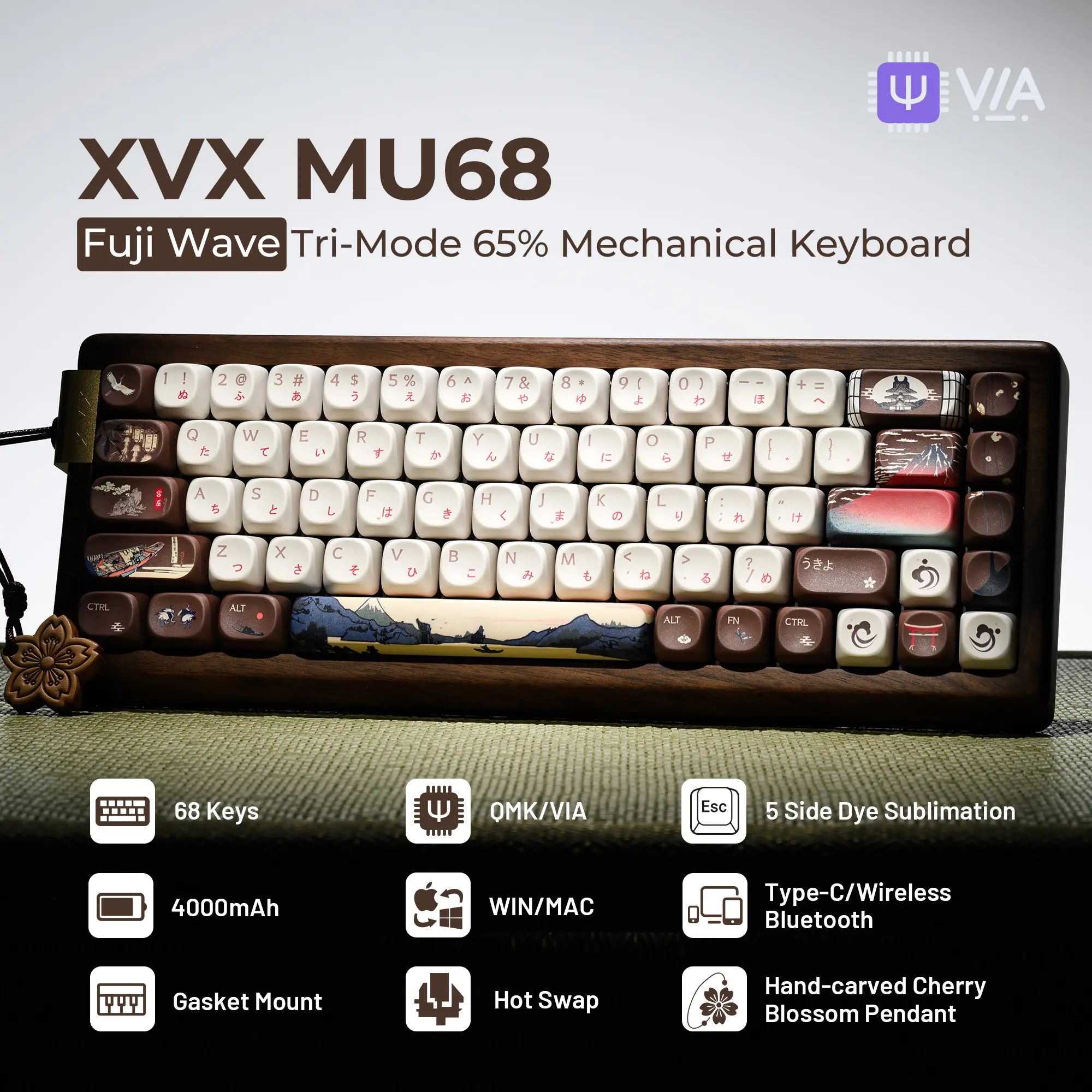XVX MU68 FujiWave Theme Mechanical Tri-Mode Keyboard Hot Swappable