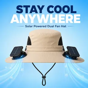 Solar Fan Fisherman's Cap - UV Resistant Wide Brim, UPF50, 180° Adjustable Fan, USB & Solar Power Supply, Ideal for Fishing, Camping (Sports & Outdoor Accessory)
