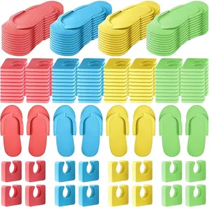 120 Pairs Disposable Pedicure Slippers and Toe Separators Kit 40 Pairs Disposable Foam Flip Flops 80 Toe Separators for Women Nail Hotel Salon Spa Party