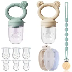 4 Pack Stylish Anti-Drop Baby Fruit Feeder & Breastmilk Popsicle Molds for Teething with Lids, The Perfect Food Feeder, Teether Pacifier, Easy-to-Clean Silicone Feeder Teethers, Extra Silicone Clips
