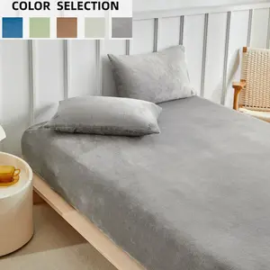 Luxurious Soft Velvet Flannel Bedding Set, Warm & Comfortable Deep Pocket Sheet Set, Includes 1 Fitted Sheet & 2 Pillowcases (gray )Love Pattern，Valentine'S Day，Romantic, Bed Sheets