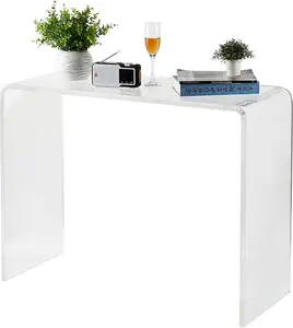 Acrylic Narrow Console Table for Entryway - 38 x 15 x 29 Inch Clear Acrylic Table with Square Legs Slim Design for Sofa, Foyer, Hallway, and Living Room
