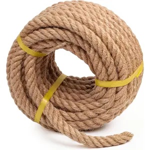 Twisted Sisal Rope 3/4 Inch x 50Ft,  Jute Rope for Crafts Heavy Duty Multipurpose for Swing Bed, Camping, Tug of War, Docks, DIY Projects.