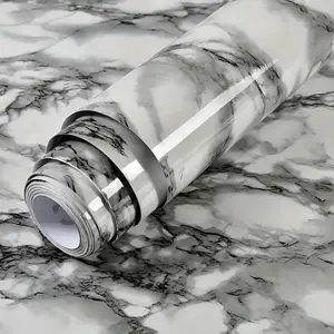 Self-adhesive marble-patterned wallpaper, waterproof and oil-resistant vinyl kitchen tiles, removable and easy-to-stick DIY home decoration, Installation, Bathroom, Marble Backsplash Wallpaper, Living Room