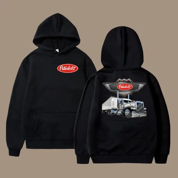 Peterbilt Logo Truck Stop Hoodie – Retro Semi Truck Hoodie, Classic American Trucker Sweatshirt,Gift For Men