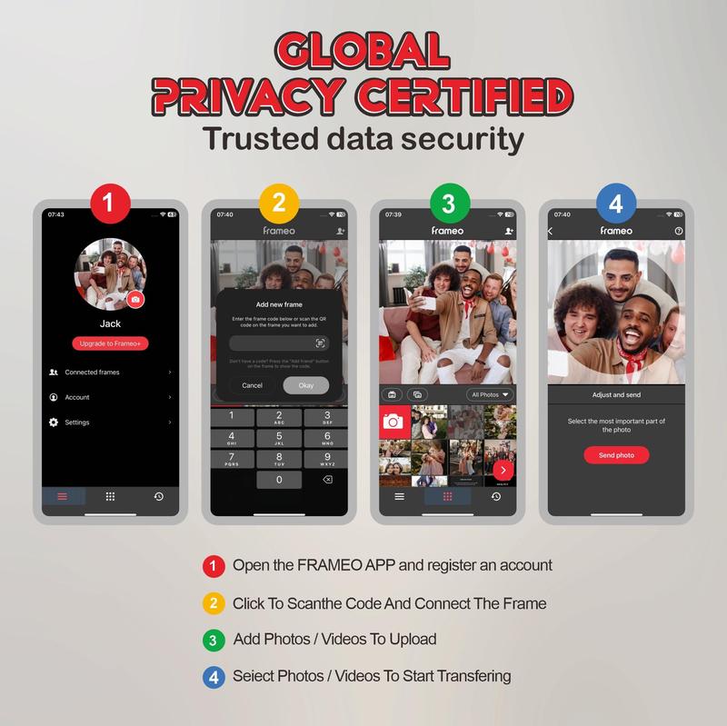 Ekoio Frameo Digital Picture Frame 10.1 Inch WiFi,gift idea, IPS Touch Screen Smart Cloud Photo Frame with 32GB Storage, Auto-Rotate Easy Setup to Share Photos or Videos, White Wall Mountable